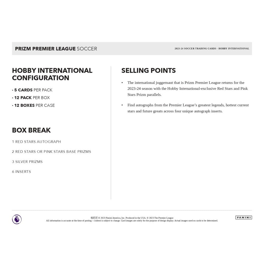 Panini Prizm Premier League Soccer 2023/24 International Box