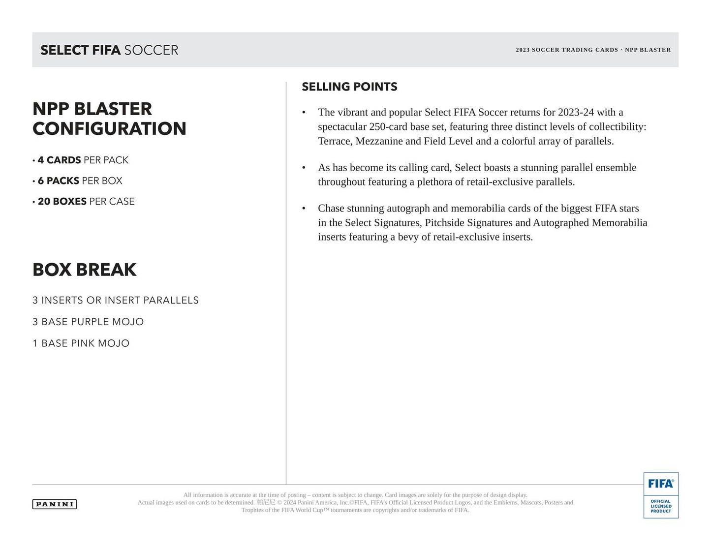 2023/24 Panini Select FIFA Soccer 6-Pack Blaster Box