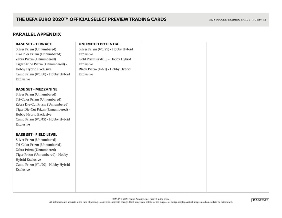 Panini UEFA Euro Soccer 2020 Hybrid Box - Sell Sheet Page 5