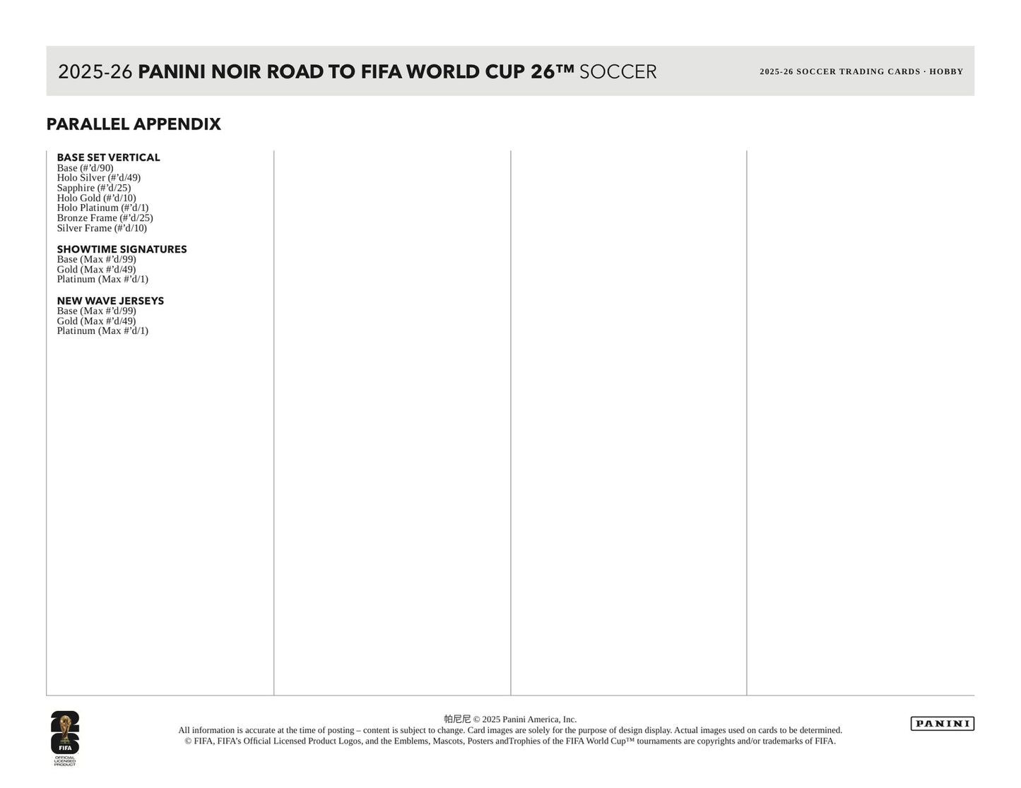 Panini Noir Road to World Cup 2026 2025/26 Hobby Box - Sell Sheet Page 6