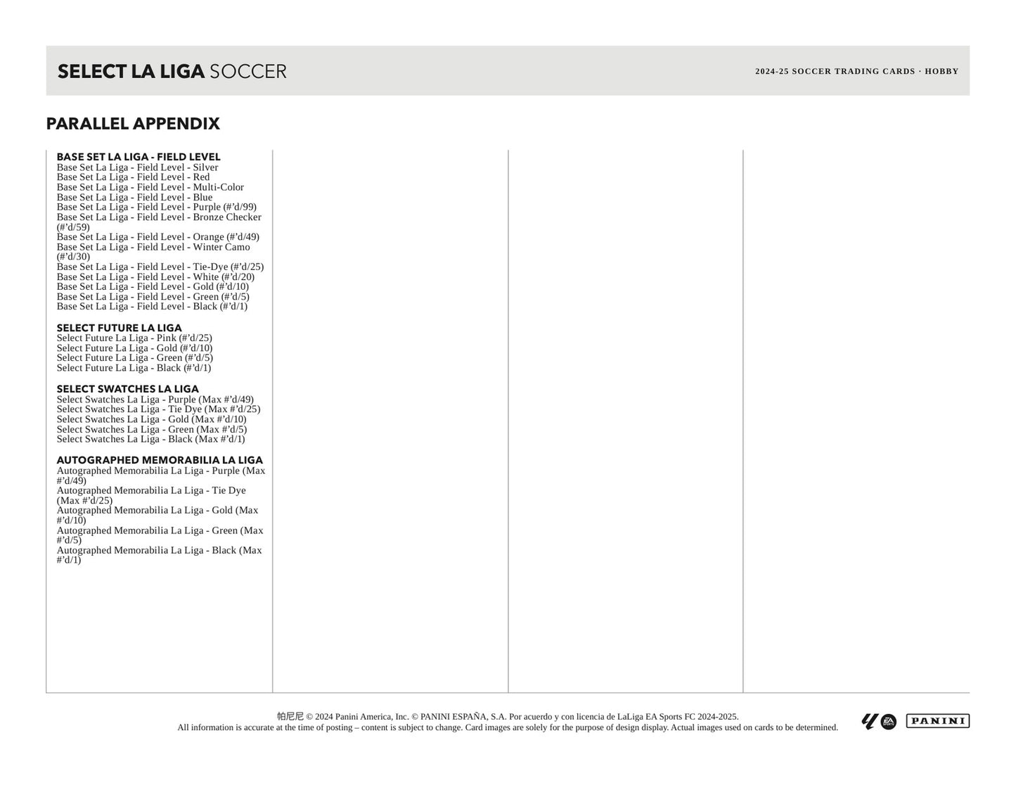 Panini La Liga Soccer 2024/25 Hobby Case - Sell Sheet Page 6