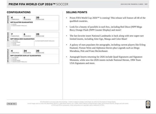 Panini Prizm FIFA World Cup 2026 Blaster Box