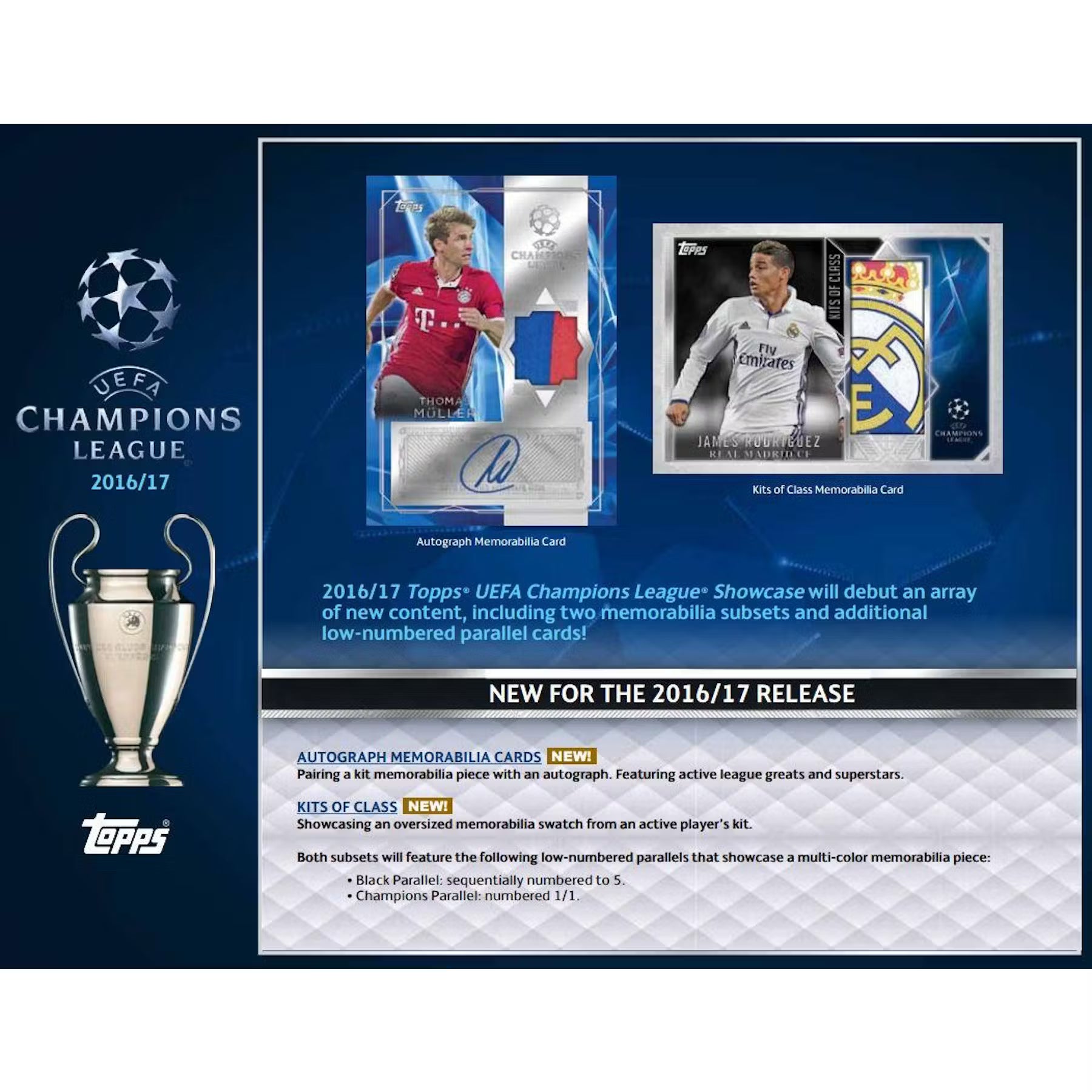 2016-17 Topps UEFA Champions League Showcase Soccer Hobby Box ① 2016-17 Topps UEFA Champions League Showcase Checklist, Info, Boxes