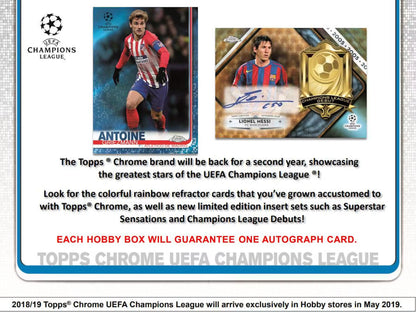 Topps Chrome UEFA Champions League Soccer 2018/19 Hobby Box