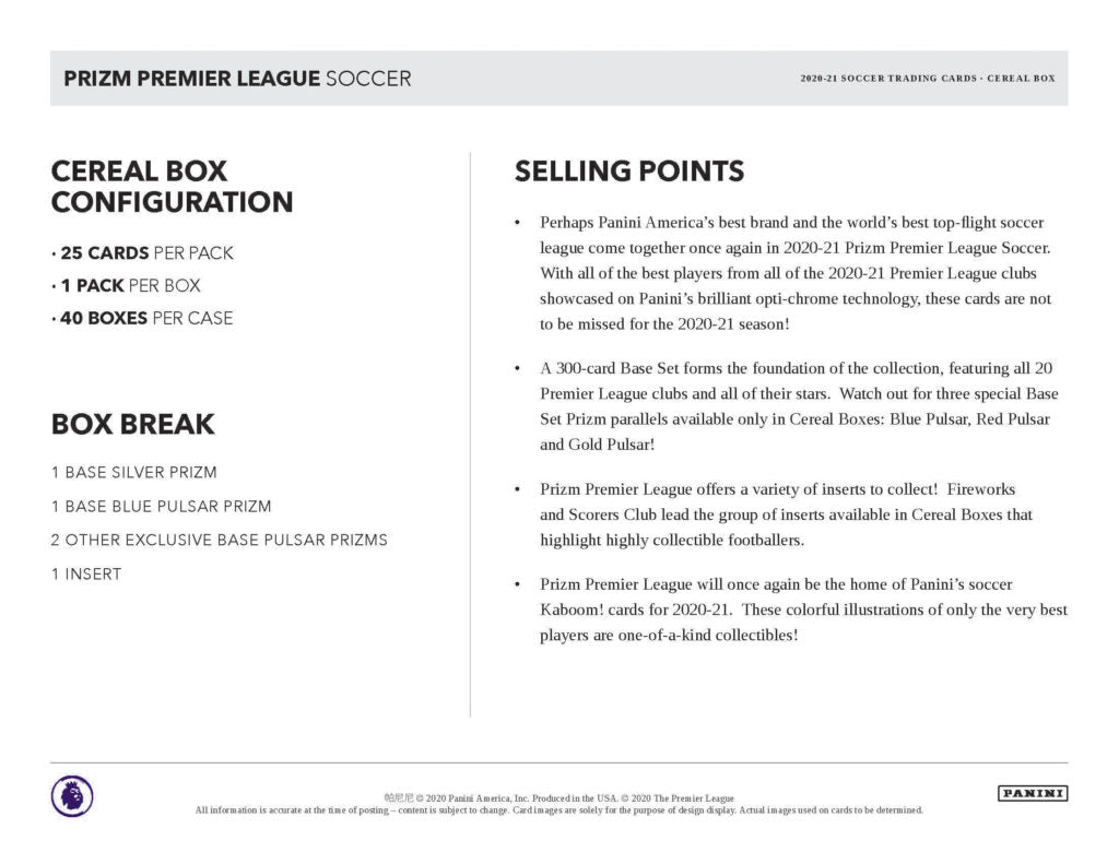 Panini Prizm Premier League Soccer 2020/21 Hobby Box