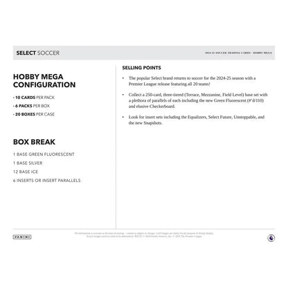 2024-25 Panini Select EPL Soccer Hobby Mega Box Case