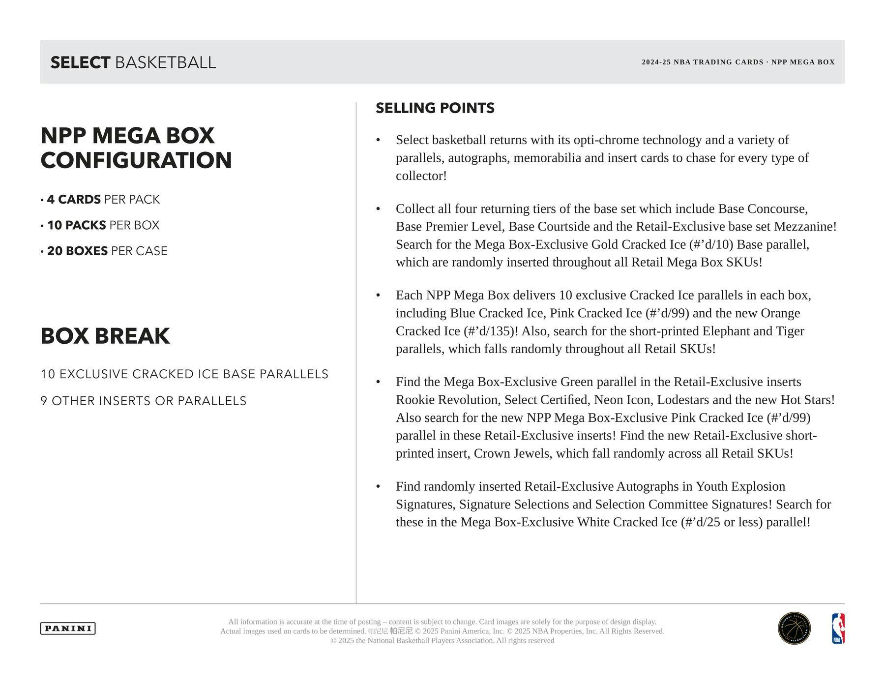 Panini Select Basketball Cracked Ice 2024/25 Retail Mega Box - gallery image 8