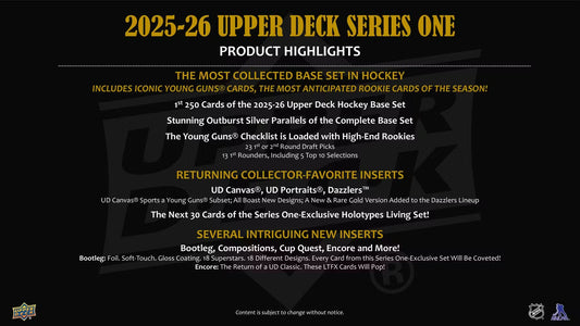 2025/26 Upper Deck Series 1 Hockey Blaster Box
