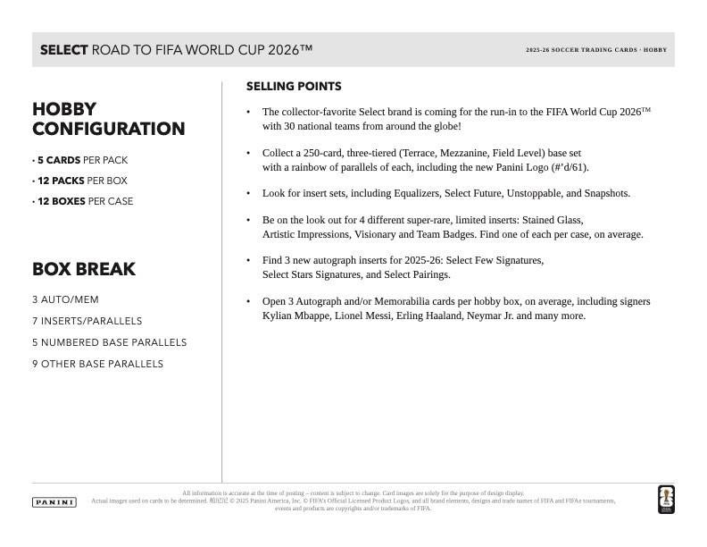 Panini Road to World Cup 2026 Soccer 2025/26 Hobby Box