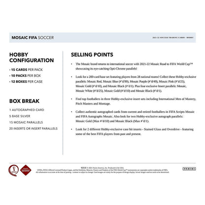 Panini 2022 Road To World Cup Mosaic Soccer Trading Card Hobby Factory Case