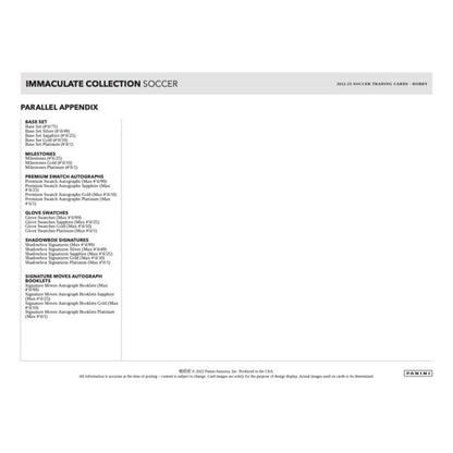 Panini Immaculate Soccer 2022/23 – product checklist