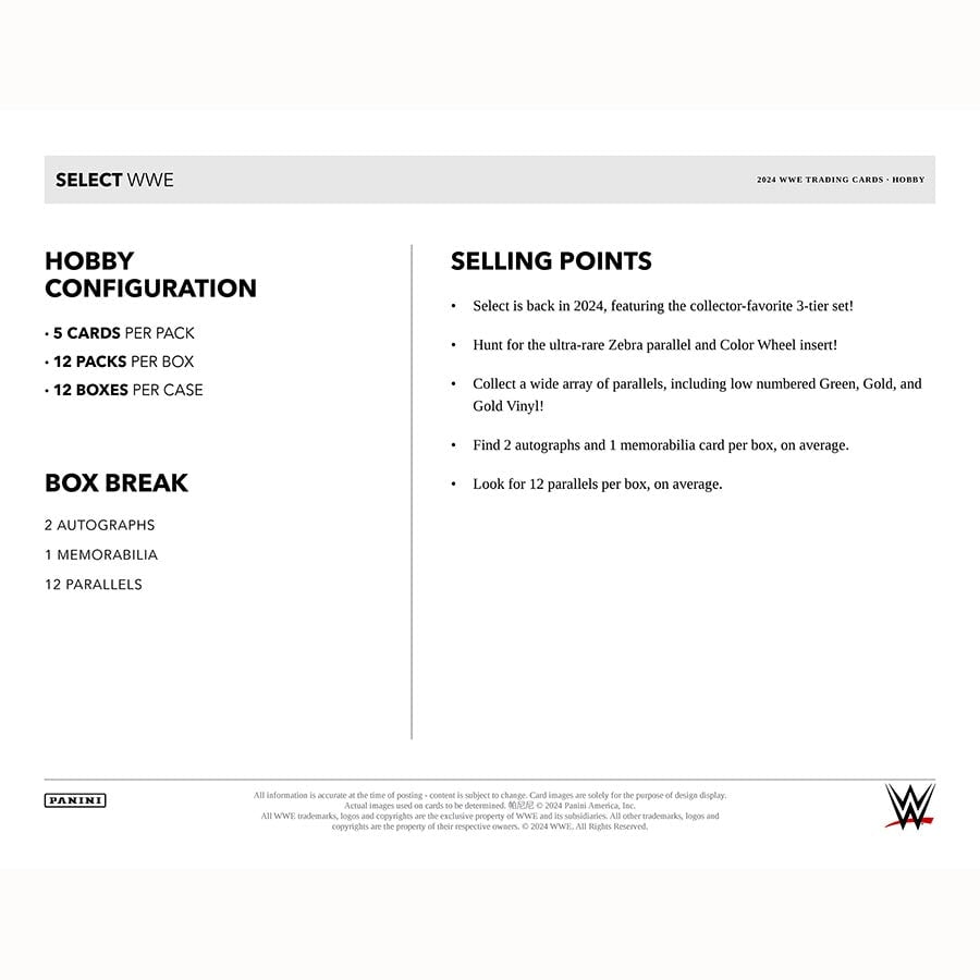 Panini Select WWE 2024 Hobby Case