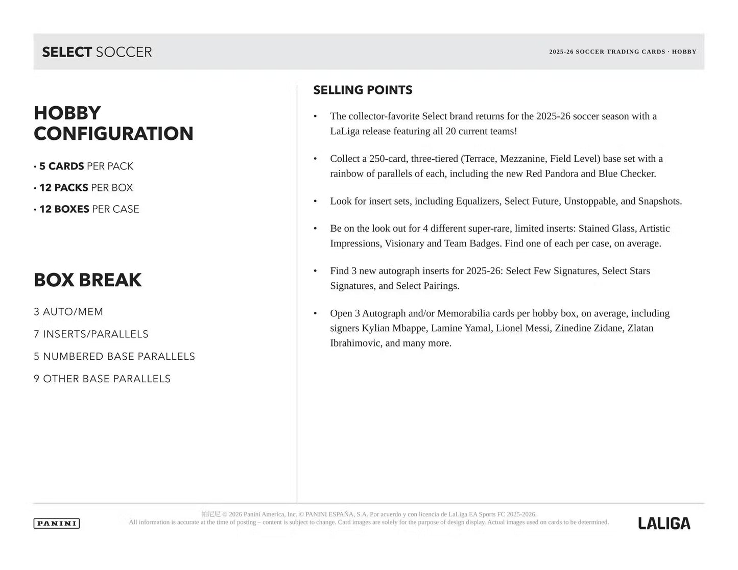 2025-26 Panini Select La Liga Hobby Box Case
