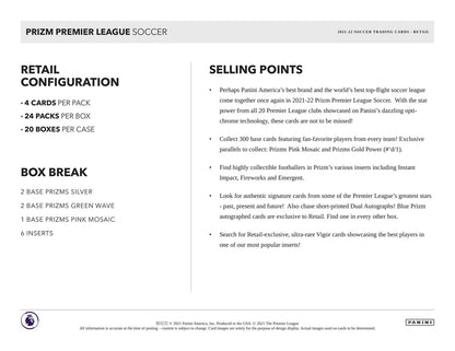 2021/22 Panini Prizm Premier League Soccer Retail Box
