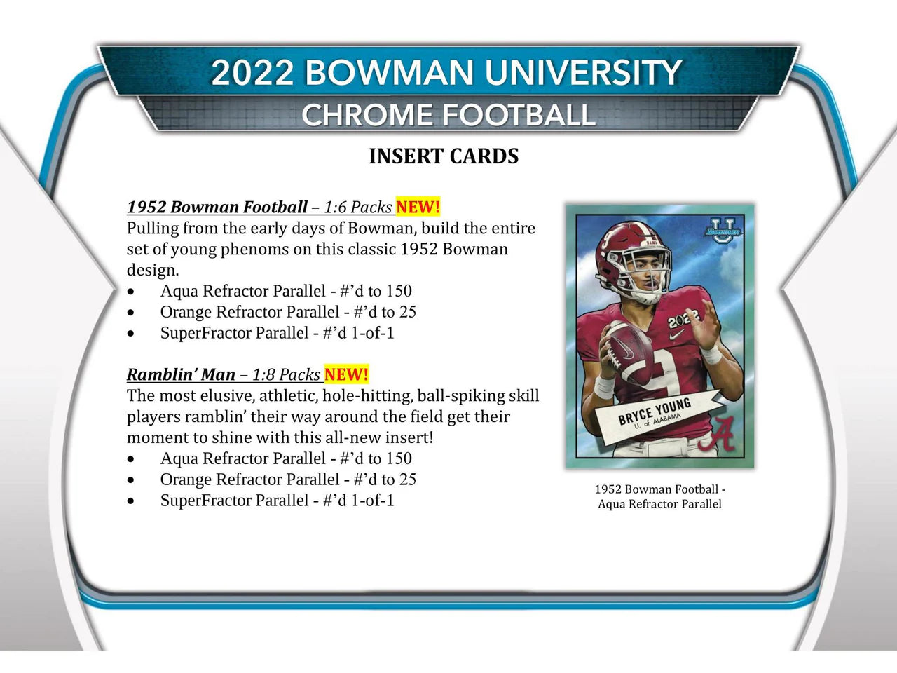 2022 Bowman Chrome University Football Blaster Box