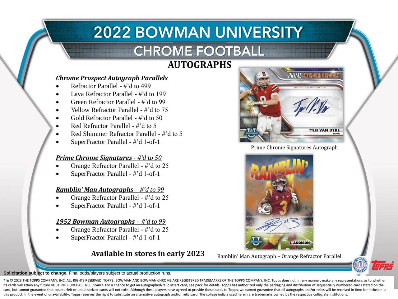 2022 Bowman Chrome University Football Blaster Box