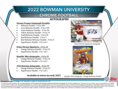 2022 Bowman Chrome University Football Blaster Box