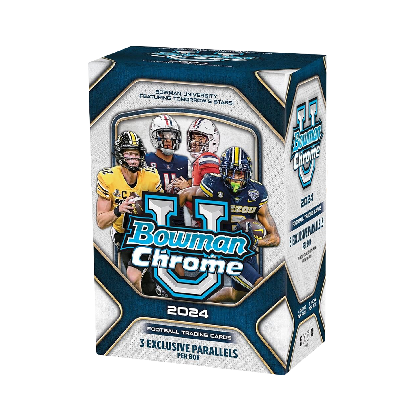 Topps Bowman Chrome University Football 2024 Blaster Box - approved front image (BOWCHUF24-BL)