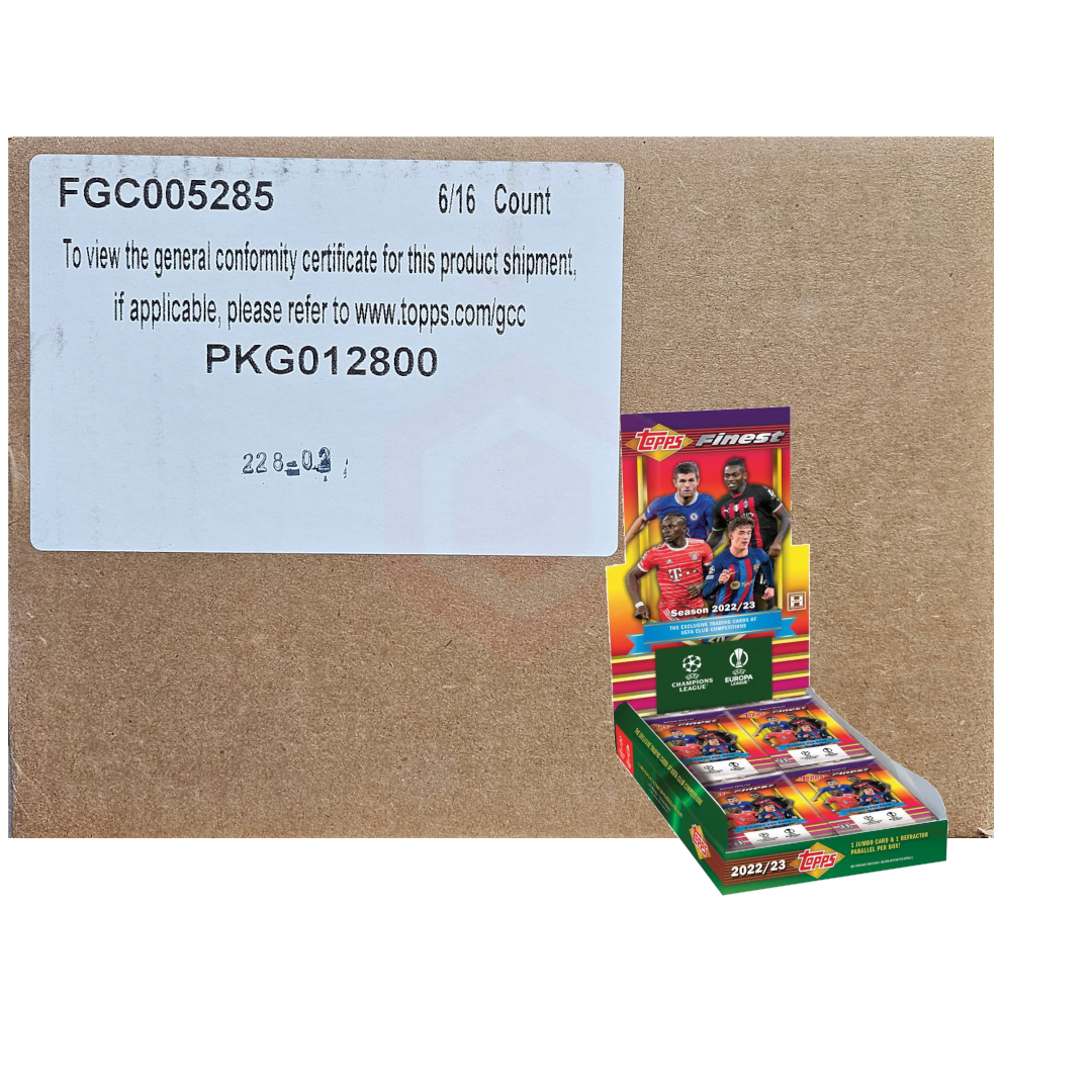 Topps Finest 2022/23 UEFA Club Competitions Hobby 6x Box Case