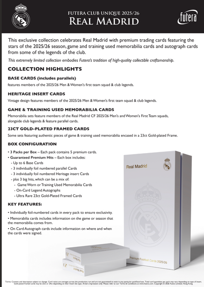 Futera Club Unique Real Madrid 2025/26 Hobby Box