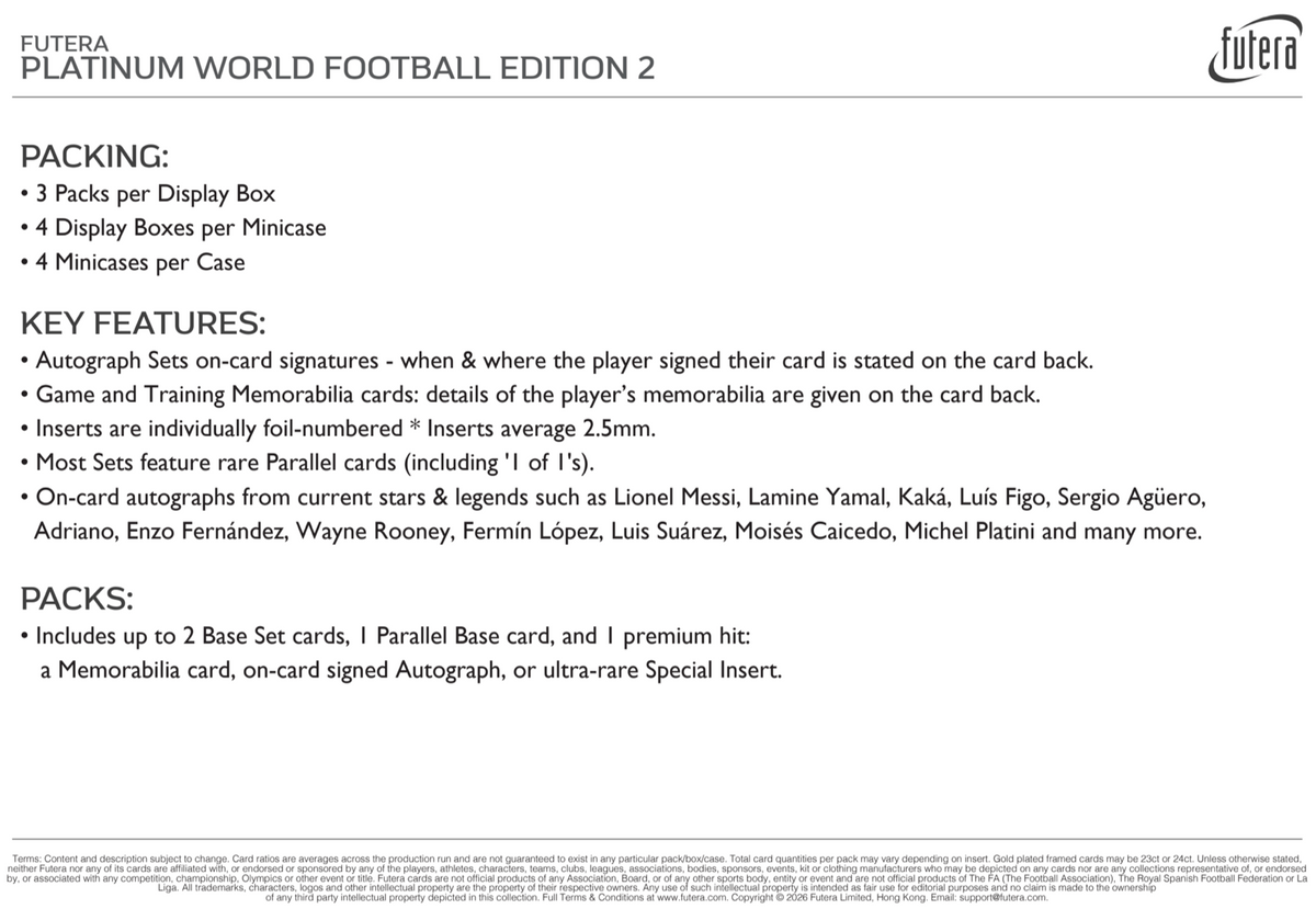 Futera Platinum World Football Edition 2 Hobby Box