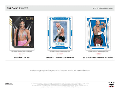 Panini WWE Chronicles 2023 Blaster Box — Hobby card-design preview 1 (Hobby examples; contents vary by box format)