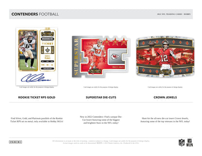 Panini Contenders NFL Football 2022 Blaster Box — Hobby card-design preview 3 (Hobby examples; contents vary by box format)