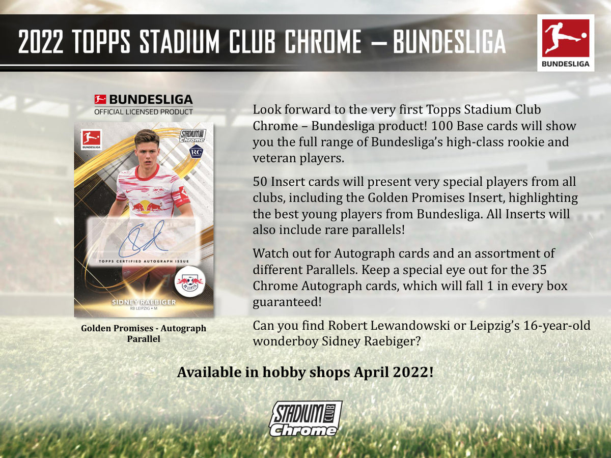 Topps Stadium Club Chrome Bundesliga 2021/22 Hobby Box — GTS sell sheet page 1 (manufacturer preview)