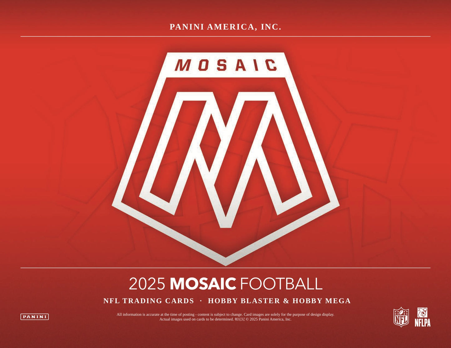 Panini Mosaic Football Hobby 2025 Mega Box - Sell Sheet Page 1
