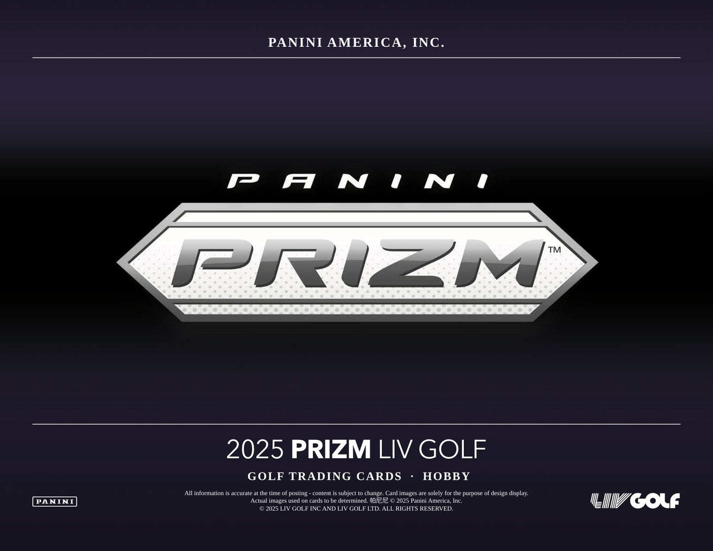 Panini Prizm Liv Golf 2025 Hobby Box - Sell Sheet Page 1