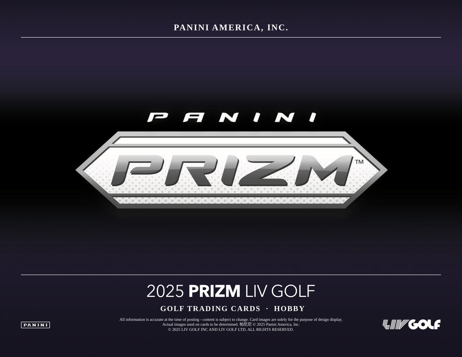 Panini Prizm Liv Golf 2025 Hobby Box - Sell Sheet Page 1