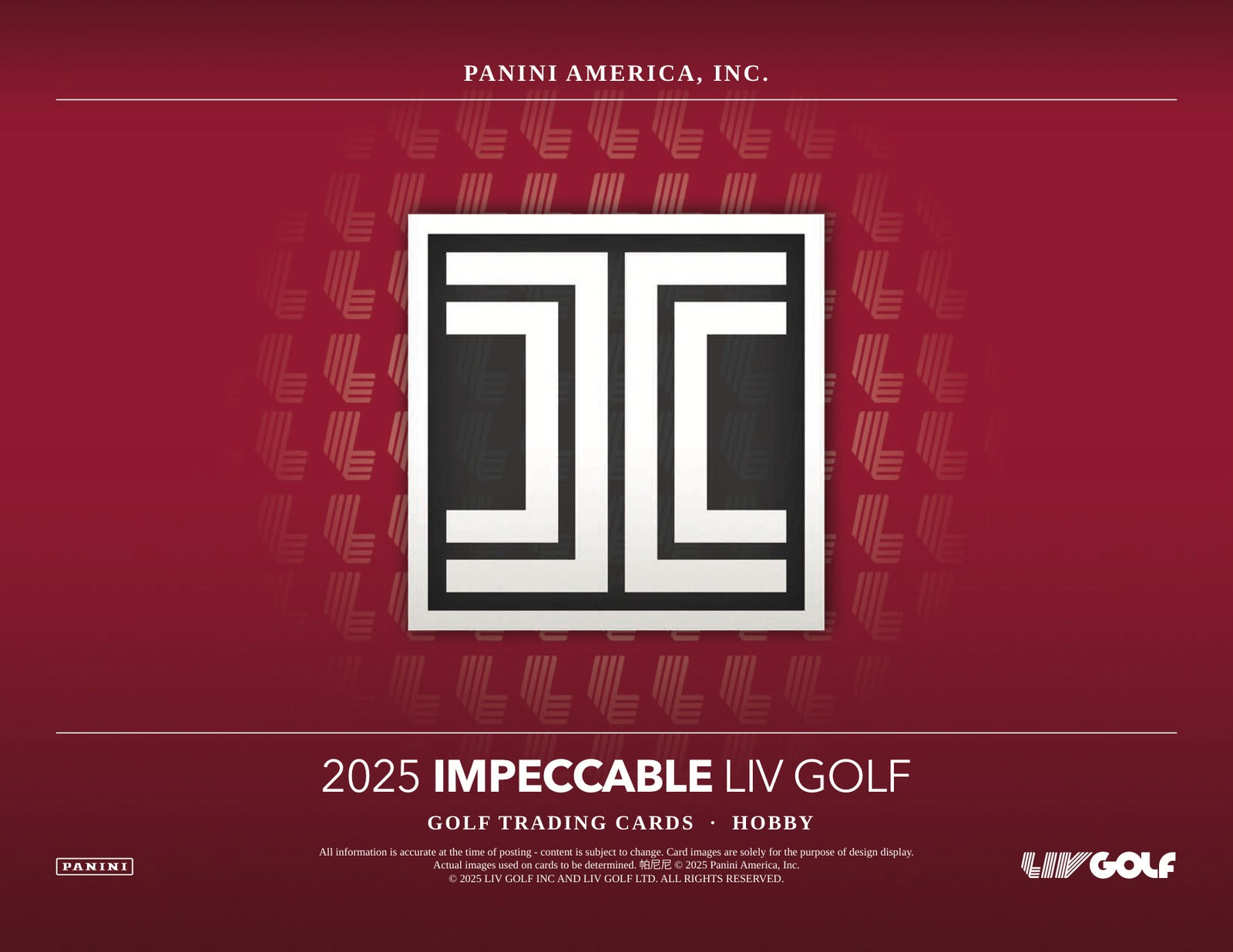 Panini Impeccable LIV Golf 2025 Hobby Box - Sell Sheet Page 1