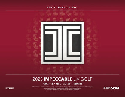Panini Impeccable LIV Golf 2025 Hobby Box - Sell Sheet Page 1