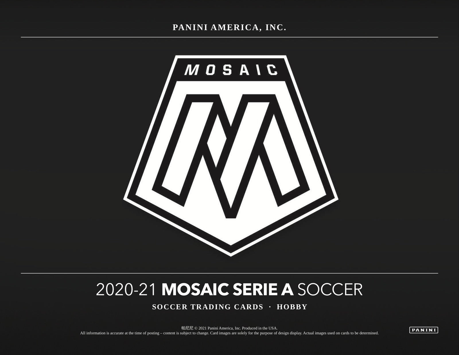 Panini Mosaic Serie A Soccer 2020/21 Hobby Box - Sell Sheet Page 1
