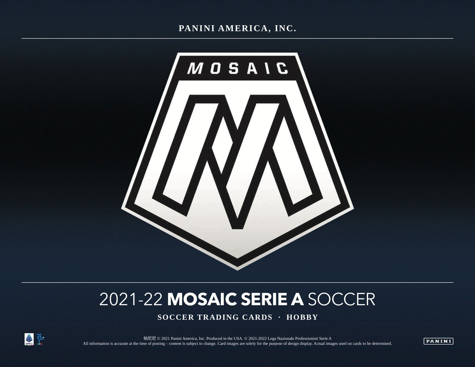 Panini Mosaic Serie A Soccer 2021/22 Hobby Box - Sell Sheet Page 1