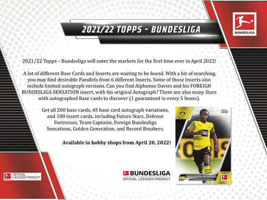 Topps Bundesliga Soccer 2021/22 Hobby Box - Sell Sheet Page 1