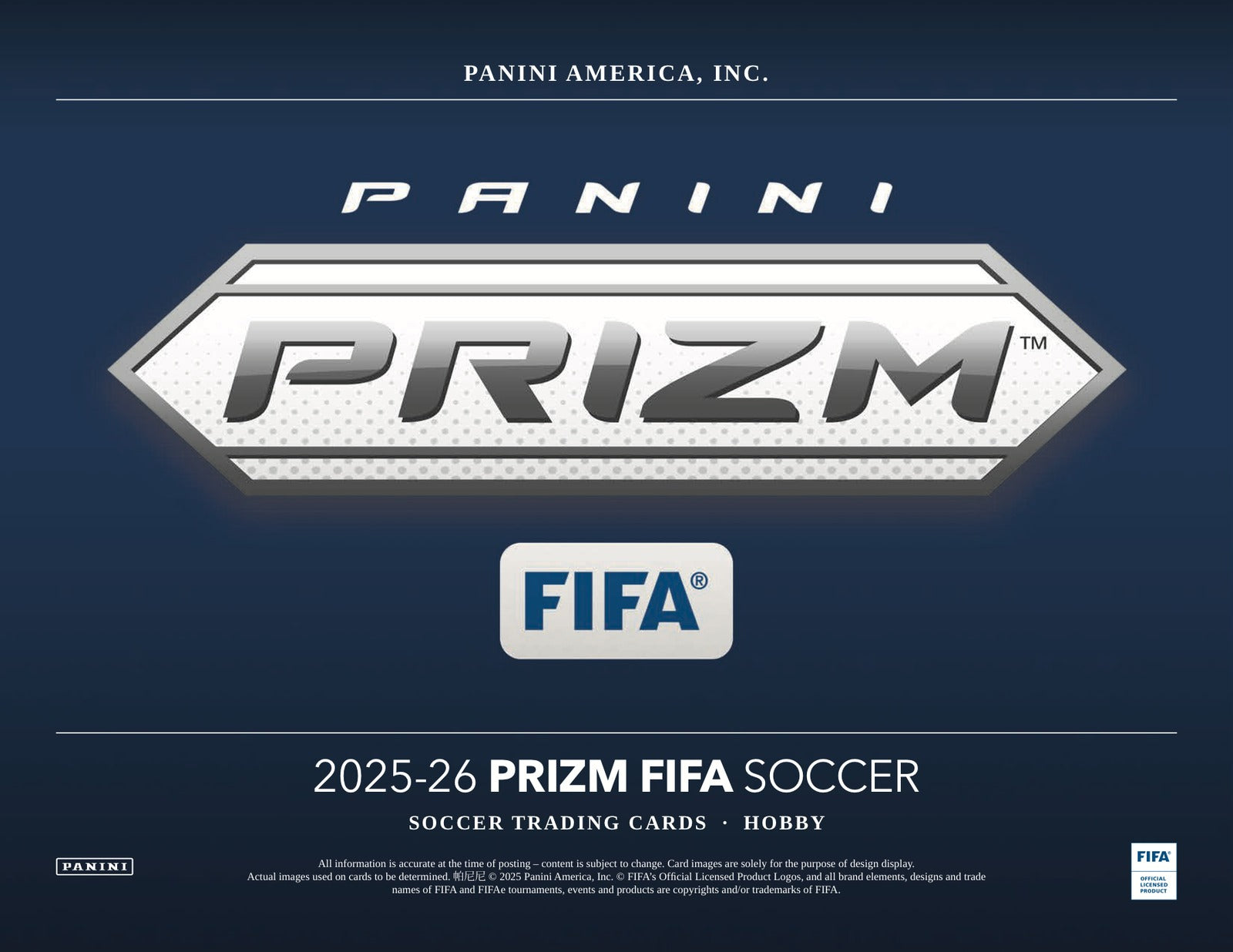 Panini Prizm FIFA 2025/26 Hobby Box - Sell Sheet Page 1