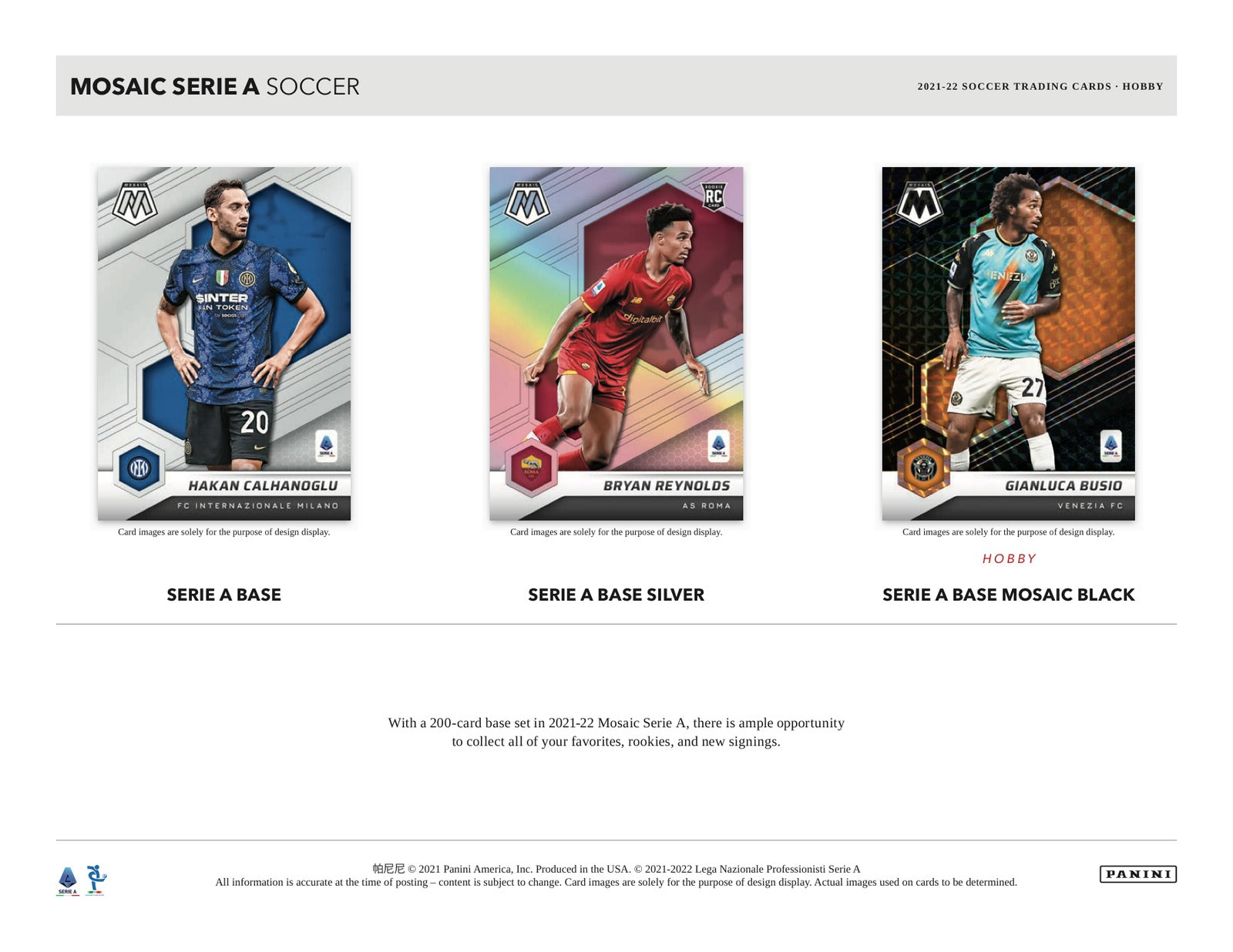 Panini Mosaic Serie A Soccer 2021/22 Hobby Box - Sell Sheet Page 2