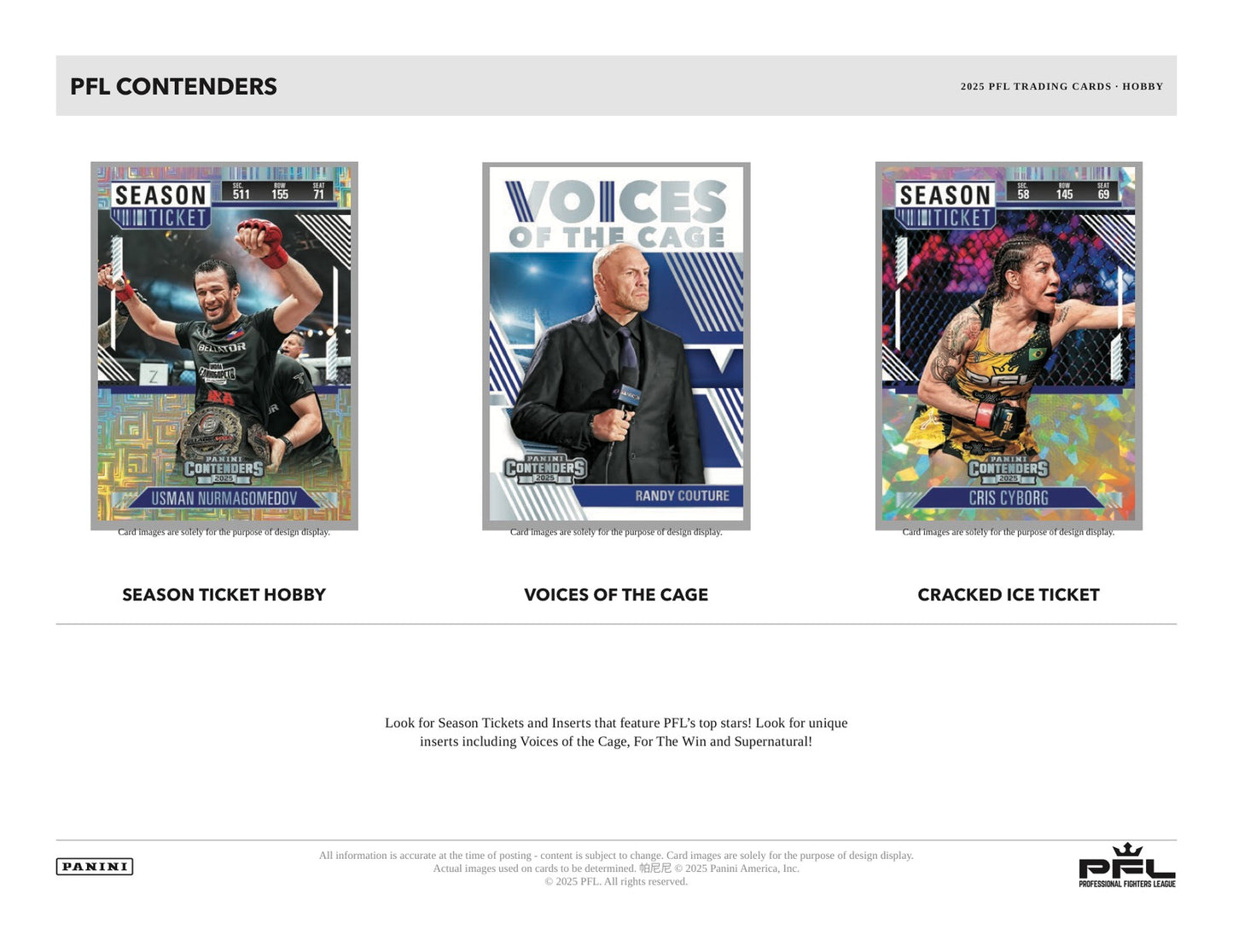 Panini Contenders PFL 2025 Hobby Box - Sell Sheet Page 2