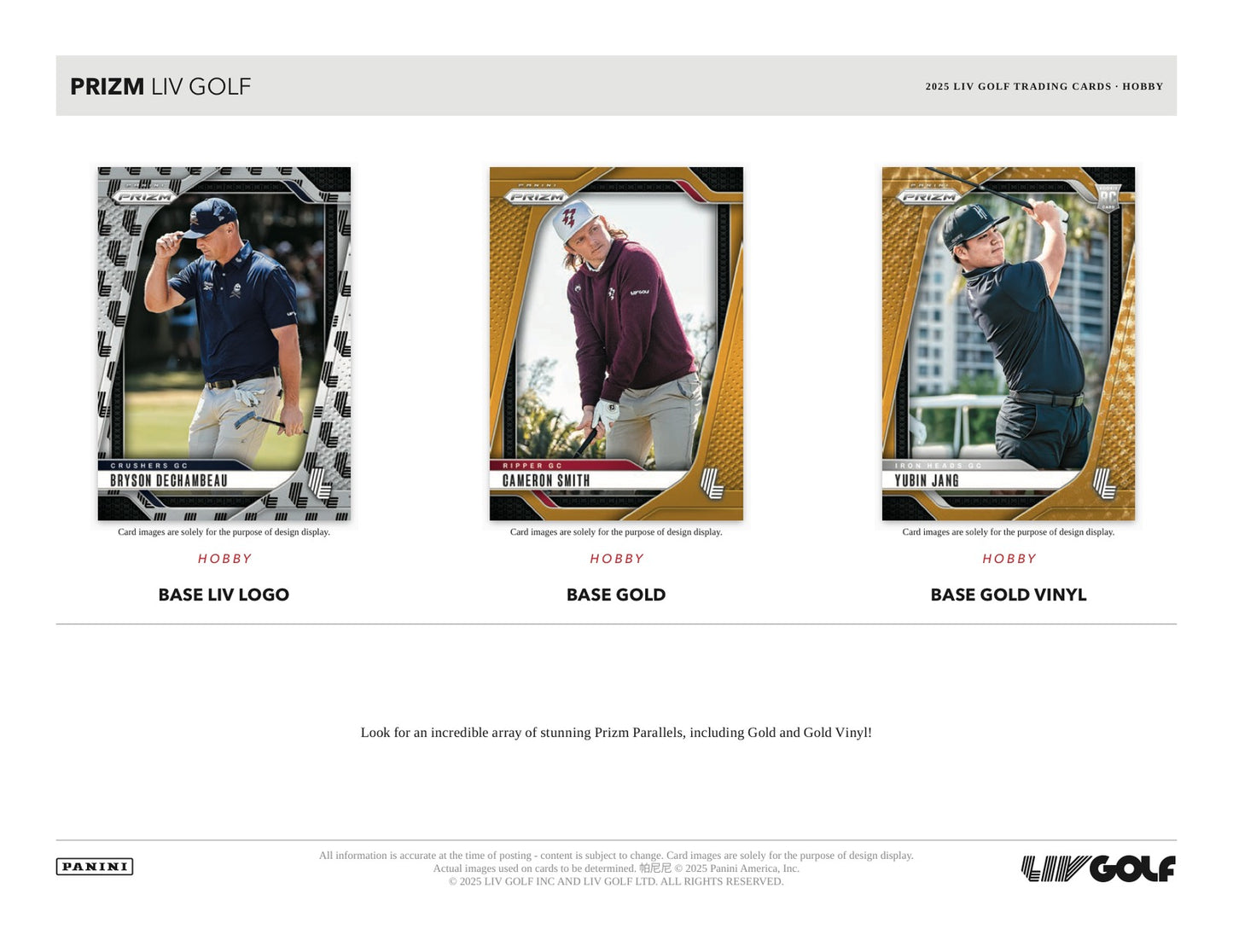 Panini Prizm Liv Golf 2025 Hobby Box - Sell Sheet Page 2