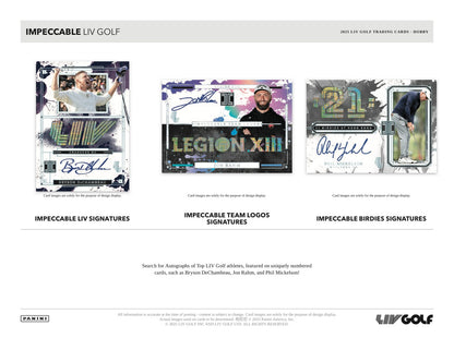 Panini Impeccable LIV Golf 2025 Hobby Box - Sell Sheet Page 2