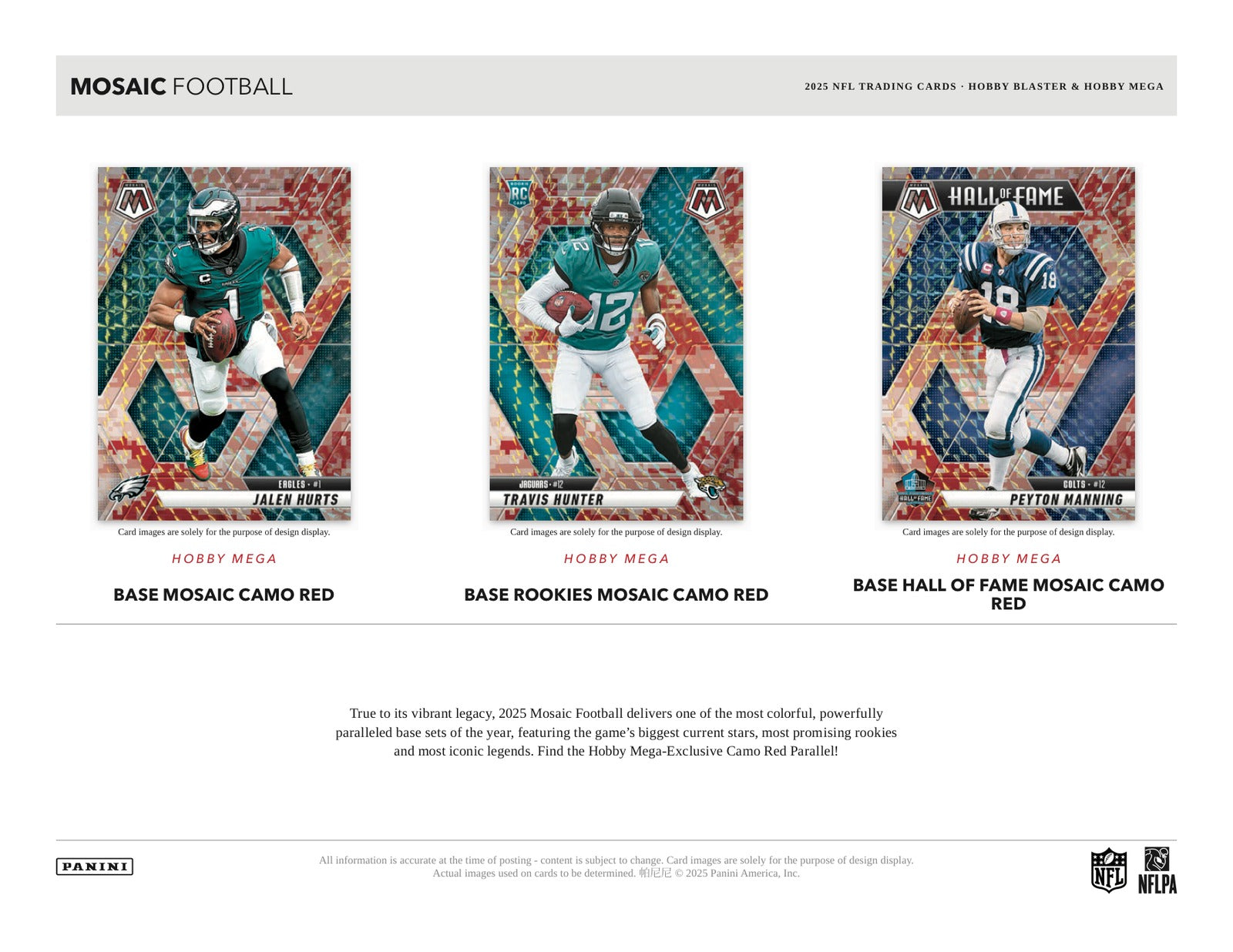 Panini Mosaic Football Hobby 2025 Mega Box - Sell Sheet Page 2