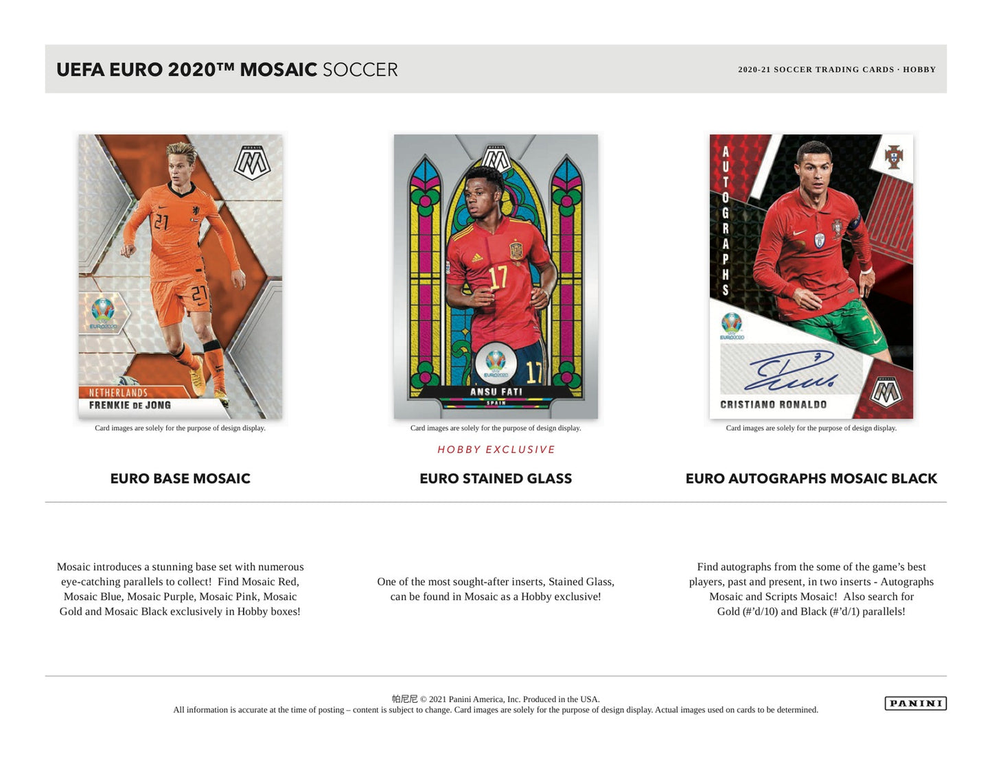 Panini Mosaic UEFA Euro 2020 Soccer 2020/21 Hobby Box - Sell Sheet Page 2