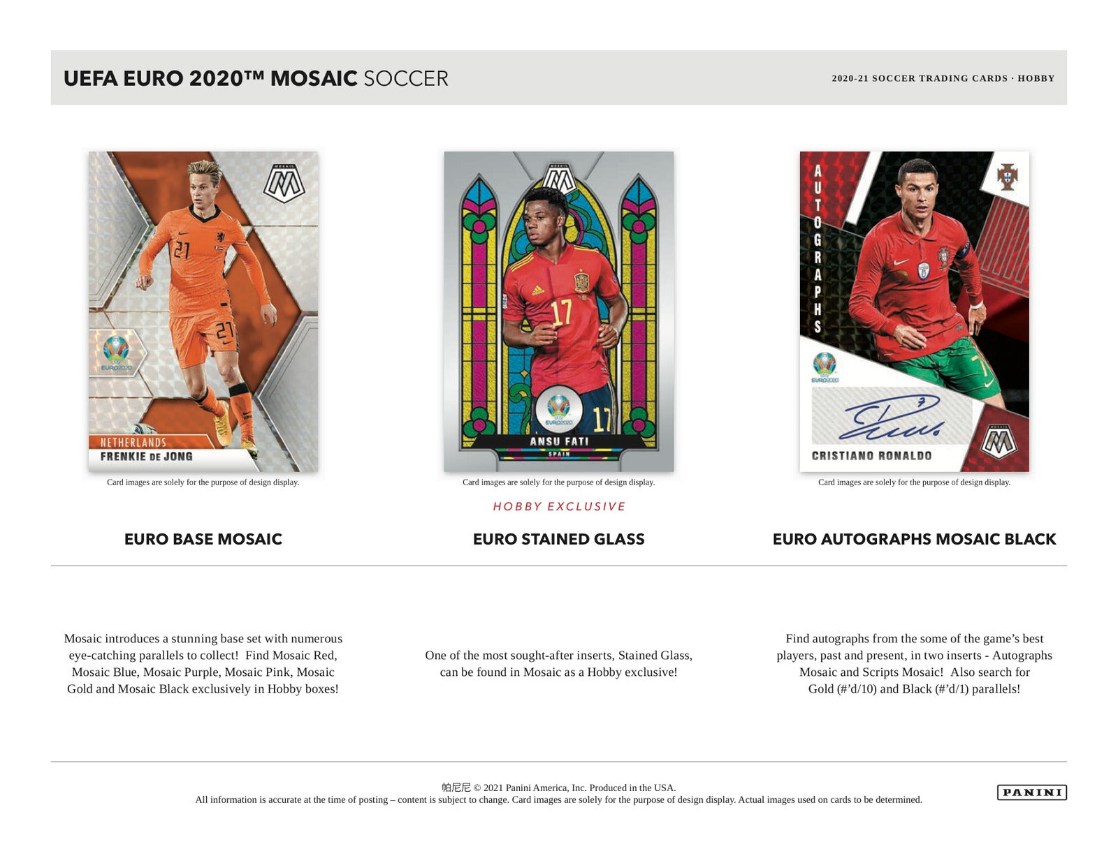 Panini Mosaic UEFA Euro 2020 Soccer 2020/21 Hobby Box - Sell Sheet Page 2