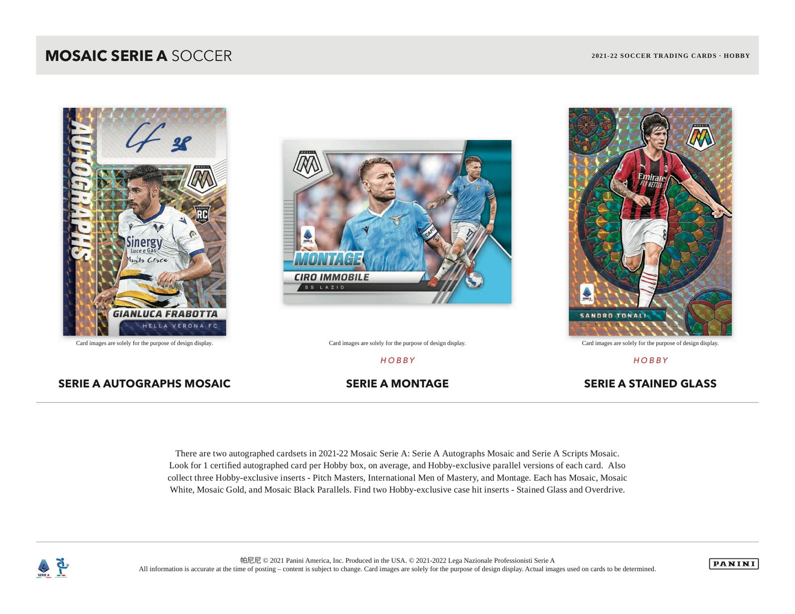 Panini Mosaic Serie A Soccer 2021/22 Hobby Box - Sell Sheet Page 3