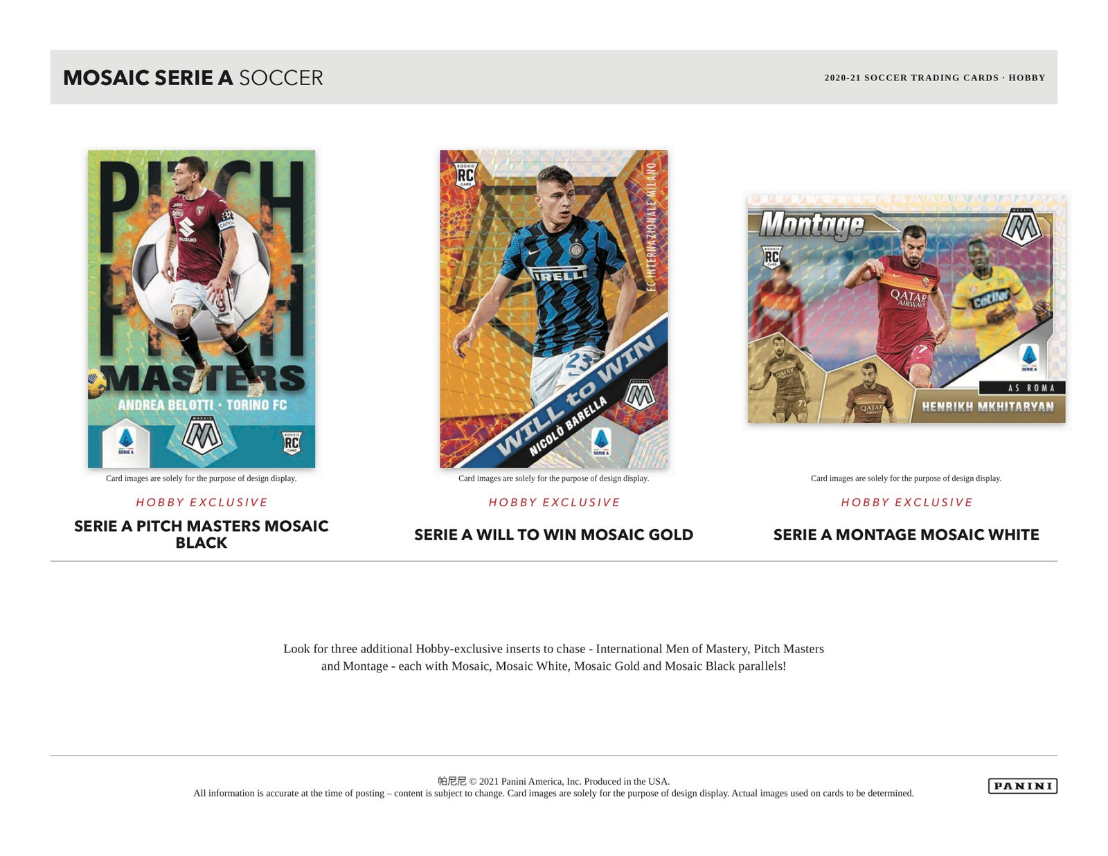 Panini Mosaic Serie A Soccer 2020/21 Hobby Box - Sell Sheet Page 3