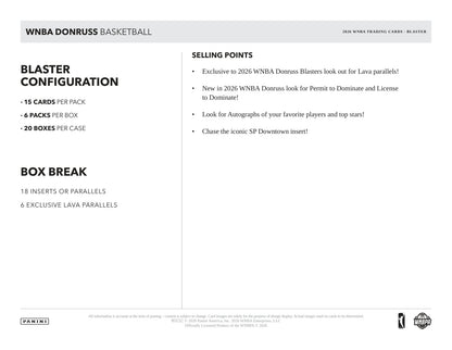 Panini Donruss WNBA Basketball 2026 Blaster Box — GTS sell sheet page 4 (manufacturer preview)