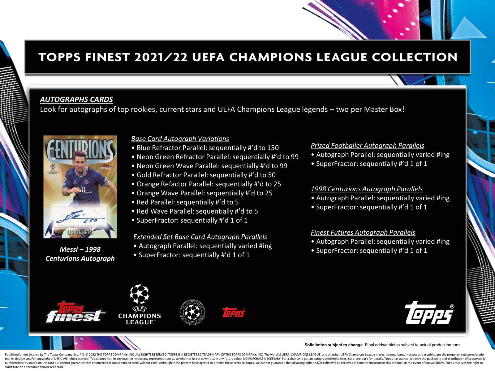 Topps UEFA Champions League Finest Hobby Box 2021/22 Hobby Box - Sell Sheet Page 4