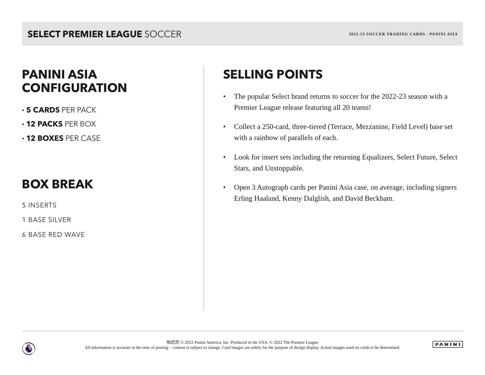 Panini EPL Soccer 2022/23 Tmall Box - Sell Sheet Page 4