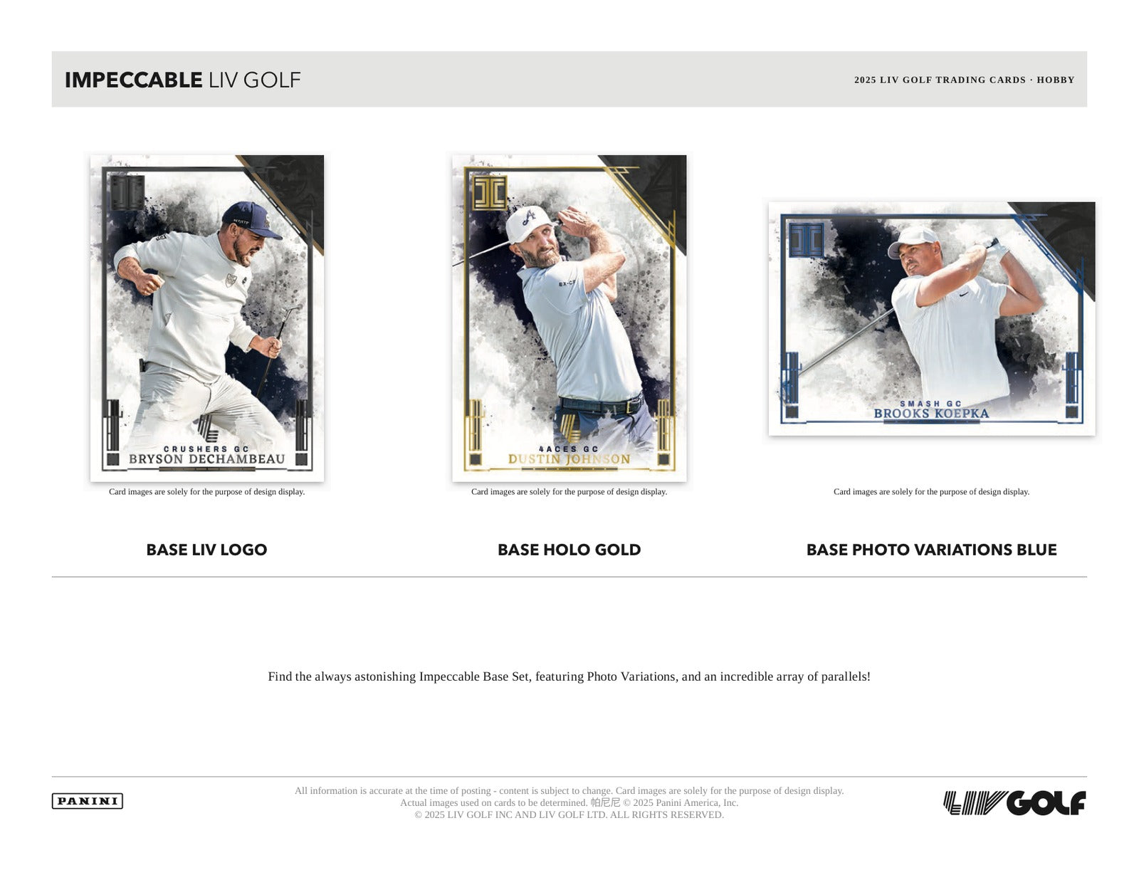 Panini Impeccable LIV Golf 2025 Hobby Box - Sell Sheet Page 4